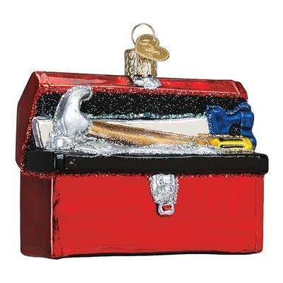 Old World Christmas Contractor Toolbox Glass Blown Ornament for Christmas Tree, Handcrafted Holiday Decoration, Tools Collection