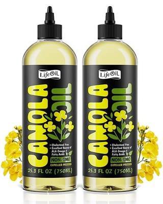 LifeOiL Canola Oil for Cooking Non-GMO - Expeller-Pressed 25.3 fl oz 2 Pack | Squeeze Bottle Vegetable Oil for Cooking, Sautéing, Frying, Baking, Roasting, Grilling, Salad Dressing, High-Heat Cooking Oil