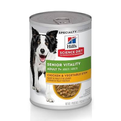 Hill's Science Diet Adult 7+ Senior Vitality Wet Dog Food | #1 Veterinarian Recommended, Chicken & Vegetable Stew, 12.5 oz. Cans, 12-Pack