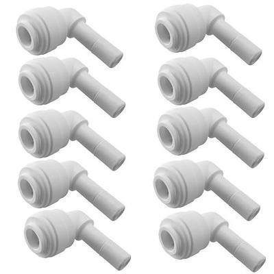 Water Pipe Stem Elbow Connector for 1/4" Tubing 90 degree elbow Push to Connect Plastic Quick Fittings for Reverse Osmosis System(Pack of 10)