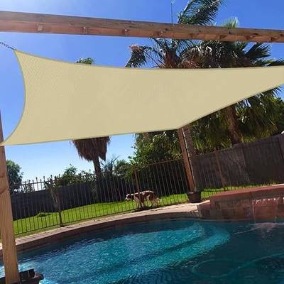 Windscreen4less 16' x 20' Sun Shade Sail Rectangle Outdoor Canopy Cover UV Block for Backyard Porch Pergola Deck Garden Patio (Beige)