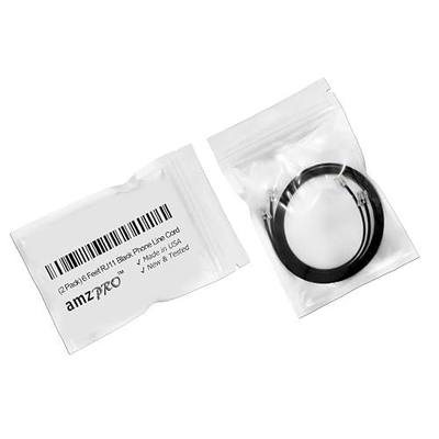 AmzDeals 2-Pack 6 Feet Black Telephone Cable 6P4C RJ11 Male to Male, Made in USA Pro Grade Phone Line Cord