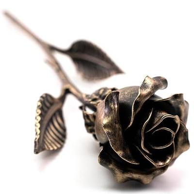 Handcrafted Bronze Rose – 8th & 19th Yeat Wedding for Her – Solid Metal Forever Flower Keepsake