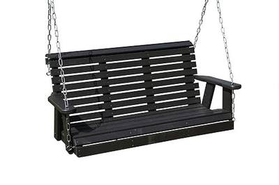 Poly Lumber Wood 5FT Porch Swing Amish Craftsmandship Made in USA HDPE with No wood fibers and 1000 lbs Limit. Stainless Steel Hardware.Signature Rollback design for Patio Outdoor Backyard Garden Park