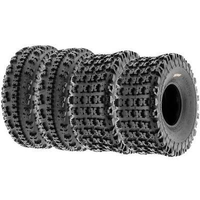 SunF 21x7-10 Front & 20x10-9 Rear ATV UTV Knobby Sport Tires,6 PR Tubeless A027, Set of 4