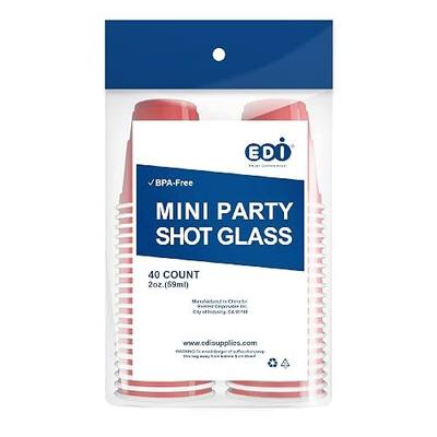 EDI Disposable Red Plastic Mini Party Shot Glasses (2 oz) (40)