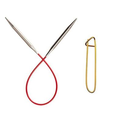 ChiaoGoo Knit Red 9-Inch, US 2 (2.75mm) Circular Knitting Needle | Surgical Stainless Steel, Semi-Sharp Tips, Memory-Free Steel Cable, Smooth Metal Joins, Easy-Glide, Stitch Holder