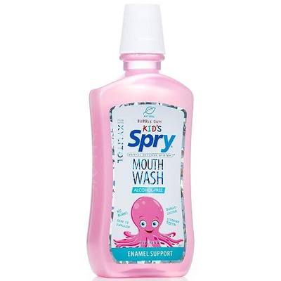 Spry Natural Kids Mouthwash with Xylitol, Bubble Gum - 16 fl oz (Pack of 1) | Fluoride Free, Enamel Support, Alcohol-Free, Gentle, Non-GMO, No Burn, Safe to Swallow