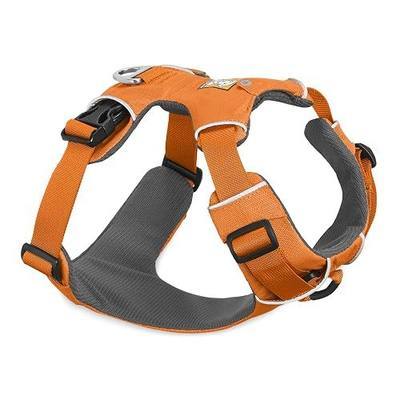 Ruffwear, Front Range Dog Harness, Reflective Soft Padded Everyday Harness with Dual Leash Clips, Adjustable and Lightweight Fit for Training or Walking for All Dogs, Orange Poppy, Small