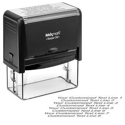 MaxMark Customized Self Inking Stamp - Up to 8 Lines of Text - XX-Large Size - Choose from 15 Ink Colors