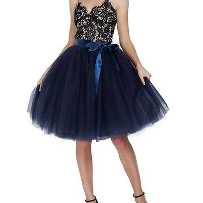 Women's Summer Fairy Knee Length Tulle Skirt Pleated Wedding Bridesmaid Sister Tutu Costume