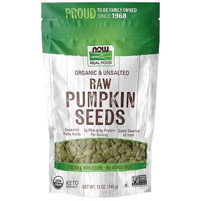 NOW Foods, Organic Pumpkin Seeds, Raw and Unsalted, Excellent Source of Protein and Iron, Certified Non-GMO, Keto-Friendly Snack, 12-Ounce (Packaging May Vary)