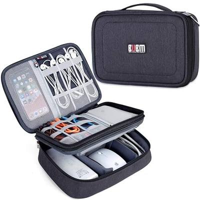 BUBM Electronic Organizer, Double Layer Travel Gear Bag for Cables, Plugs, Flash Hard Drive, Power Bank and More--a Sleeve Pouch for iPad (Large, Black) | Travel Gadget Storage Bag for Cables, Plugs, Flash Hard Drive, Power Bank and More--a Sleeve Pouch for iPad