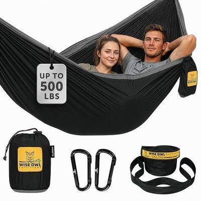 Wise Owl Outfitters Camping Hammock – up to 500lbs Portable Hammock with Tree Straps - Single or Double for Travel, Backpacking, Hiking, Outdoors Camping Gear