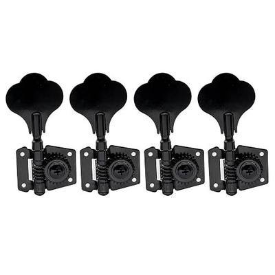 Musiclily Basic 4-in-line 24:1 Ratio Open Gear Machine Heads Tuners Tuning Pegs Keys with Clover Button for Electric Bass, Black