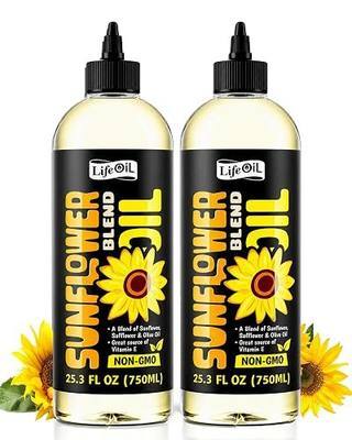 LifeOiL Sunflower Oil with Safflower & Olive Oil Non-GMO 25.3 fl oz, 2 Pack | Expeller-Pressed, 450°F High Oleic Sunflower Essential for Sautéing, Baking, Dressing, & Frying, Medium to High Heat Cooking