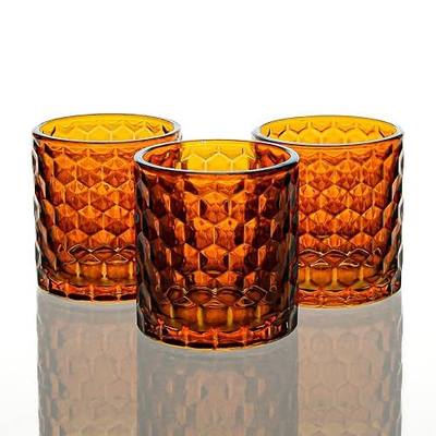 Richland Amber Chunky Honeycomb Glass Votive & Tealight Candle Holder Set of 6