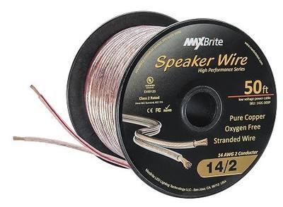 50 ft. Spool High Performance 14 Gauge Speaker Wire, Oxygen Free Pure Copper - UL Listed Class 2