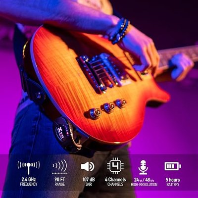 Xvive U2 Wireless Guitar System Rechargeable 2.4GHz Guitar Wireless Transmitter and Receiver for Electric Guitar Bass