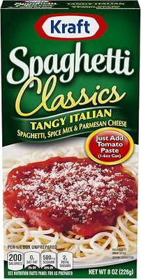 Kraft Spaghetti Classics Tangy Italian Spaghetti (Spices, & Parmesan Cheese Meal Mix, 12 ct Pack, 8 oz Boxes)