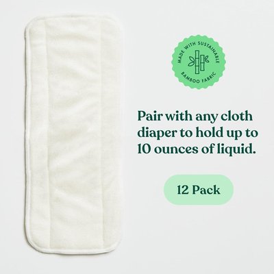 Naturally Nature Cloth Diaper Inserts, 5 Layer Almond Rayon Fleece, Pack of 12, Resuable, Washable Inserts for Cloth Diapers, Almond