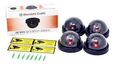 Mandala Crafts Fake CCTV Dummy Security Cameras with LED Light, 4 Pack | Wireless, Easy to Install, with Mounting Kit, Simulated Surveillance, for Indoor, Outdoor, Trees, Weather Resistant