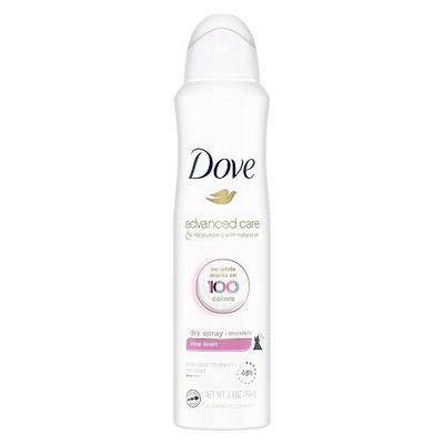 Dove, Advanced Care Invisible Dry Spray Antiperspirant Deodorant No White Marks on 100 Colors Clear Finish 48Hour Sweat and Odor Protecting Deodorant for Women oz, 3.8 Ounce