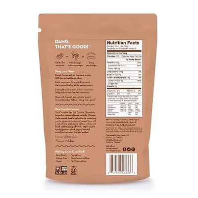 DANG Toasted Coconut Chips | Chocolate Sea Salt | 4 Pack | Vegan, Gluten Free, Non Gmo, Healthy Snacks Made With Whole Foods | 2.82 Oz Resealable Bags