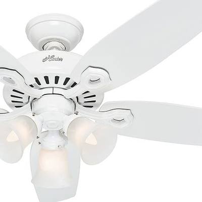 Hunter 52in Snow White Ceiling Fan - Three-Light Fitter with Swirled Marble Glass (Renewed)