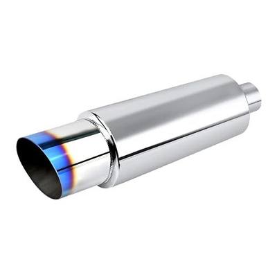 EVIL ENERGY 2" Exhaust Muffler, 2" Inlet (OD) 3" Outlet Stainless Steel Universal Straight Through N1 Style Burnt Exhaust Tip, Deep Tone for Modern Trucks, Muscle Cars & Daily Drivers