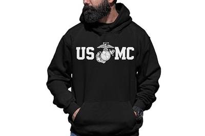 Lucky Ride Marine Corps USMC SWEATSHIRT HOODIE with Globe in CENTER