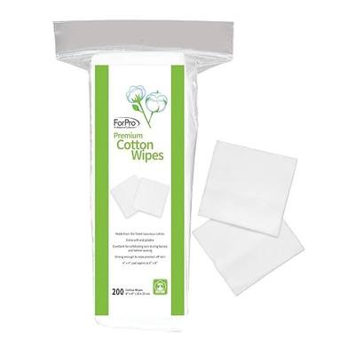 ForPro 200ct Cotton Wipes, 4x4 in, 100% Cotton, Extra-Soft, for Cosmetic