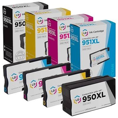 LD Products Compatible Ink Cartridge Replacements for HP 950XL & HP 951XL for Office Jet 251dw 276dw MFP 8100 8600 8610 8615 8616 8620 8625 8630 (Black, Cyan, Magenta, Yellow, 4-Set)