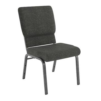 Flash Furniture HERCULES Series 18.5''W Stacking Church Chair in Dark Gray Fabric - Silver Vein Frame