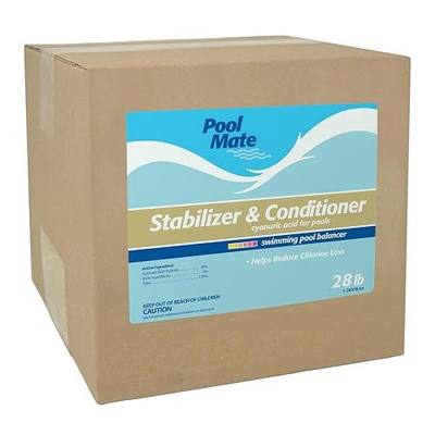 Pool Mate 28-Pounds Premium Pool Stabilizer and Conditioner | Chlorine Stabilizer, Concentrated Cyanuric Acid for Pools, Helps Chlorine Last Longer, 6oz raises CYA 10ppm per 5,000 gallons