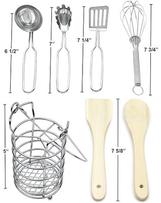 Click N' Play 7 Piece Kitchen Cooking Utensils Play Set In Holder.