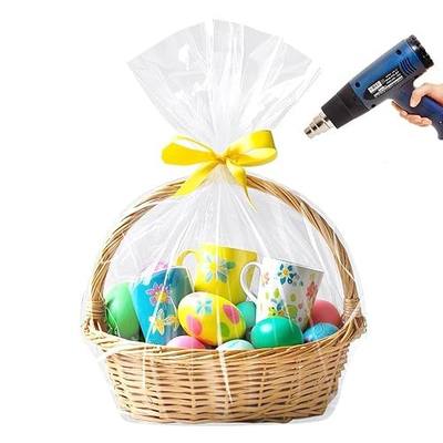 LazyMe Easter Basket Cellophane Shrink Bags, 24x30 inch, Shrink Wrap Bags Large, Clear (20 Pcs)