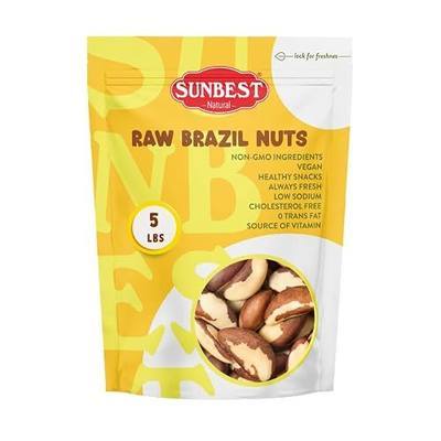 Sunbest Natural Superior to Organic Whole Brazil Nuts 80 Oz (5 lbs) 1 Pack - Unsalted, GMO-Free, Keto Friendly - Crunchy, Nutritious & Delicious - Resealable Bag for Freshness - Ideal for Snacking & Baking