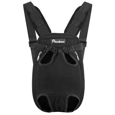 Pawaboo Pet Carrier Backpack, Adjustable Pet Front Cat Dog Carrier Backpack Travel Bag, Legs Out, Easy-Fit for Traveling Hiking Camping for Small Medium Dogs Cats Puppies 2.5-5lbs, S, Black
