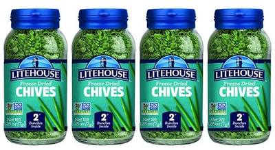 Litehouse Freeze Dried Chives - Chives Dried, Substitute for Chives Fresh Organic, 1 Jar Equal to 2 Chives Fresh Bunch, Chives Freeze Dried, Good Chives Only, Non-GMO, Gluten-Free - 0.25 Ounce, 4-Pack | Freeze dried chives for potatoes, eggs, dips, soups, salads, sauces and everyday home cooking.