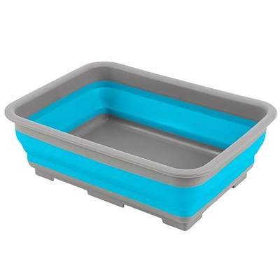 Collapsible Bucket for Cleaning - 7.27L Foldable Wash Bin Dish Tub - Collapsible Wash Basin or Camping Sink for Beach, Tailgating, or Soaking Laundry - Cleaning Supplies by Wakeman (Blue)