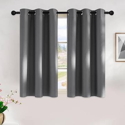 NICETOWN Grey Kitchen Blackout Short Curtain Panels for Bedroom, 45 Inch Long Thermal Insulated Grommet Top Blackout Draperies and Drapes (2 Panels, W42 x L45 -Inch, Grey)