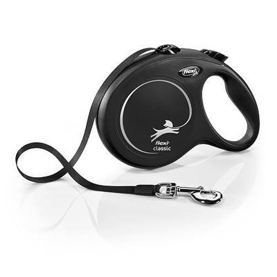 FLEXI® Classic Tape Retractable Dog Leash, Large, 26 ft - Black | German engineered, original flexi leash, durable quality for dogs up to 110 lbs, tangle-free, walking, reliable brake system