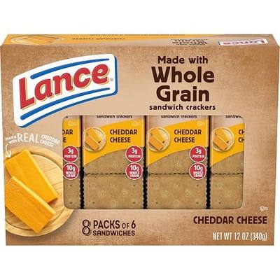 Lance Made with Whole Grain Cheddar Cheese Sandwich Crackers, 8 Count 1.5 Oz