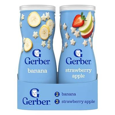 Gerber Stage 3 Banana Strawberry Apple Puffs, 1.48 Oz, 4 Pack | Stage 3 baby snack; puffs value pack; banana strawberry apple; baby led feeding; 4 x 1.48 oz canisters