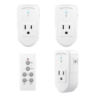 BN-LINK Wireless Remote Control Outlet Electrical Switch for Lights, Fans, Christmas Lights, Small Appliance, 100ft Long Range White (Learning Code, 3 Outlets +1 Remote) 1200W/10A, ETL & FCC Certified