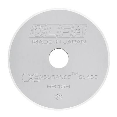 OLFA 45mm Endurance Rotary Blade (RB45H-1) - Tungsten Steel, 2x Blade Life | Tungsten steel exclusive hardening, 2x blade life, single blade - Long-lasting 45mm replacement - Quilters and Crafters