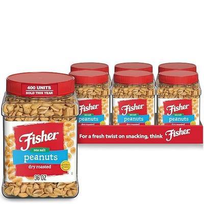 Fisher Snack Sea Salt Dry Roasted Peanuts, 36 Ounces (Pack of 6), No Artificial Colors or Flavors, 100% Recyclable