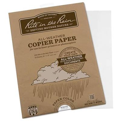 Rite In The Rain Weatherproof Laser Printer Paper, 8.5" x 11", 20# White, 50 Sheet Pack (No. 8511-50)