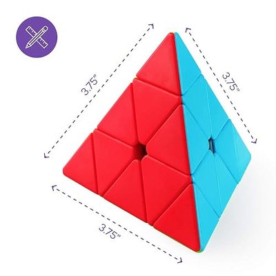 D-FantiX QYTOYS Qiming Pyramid Speed Cube 3x3, Stickerless Triangle Puzzle | Fast & Stable Turning, Problem-Solving Brain Teaser, Adult Fidget Toys, Birthday Gifts & Stocking Stuffers for Teen Boys